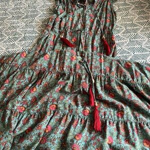 Floral Maxi Dress with Tassels